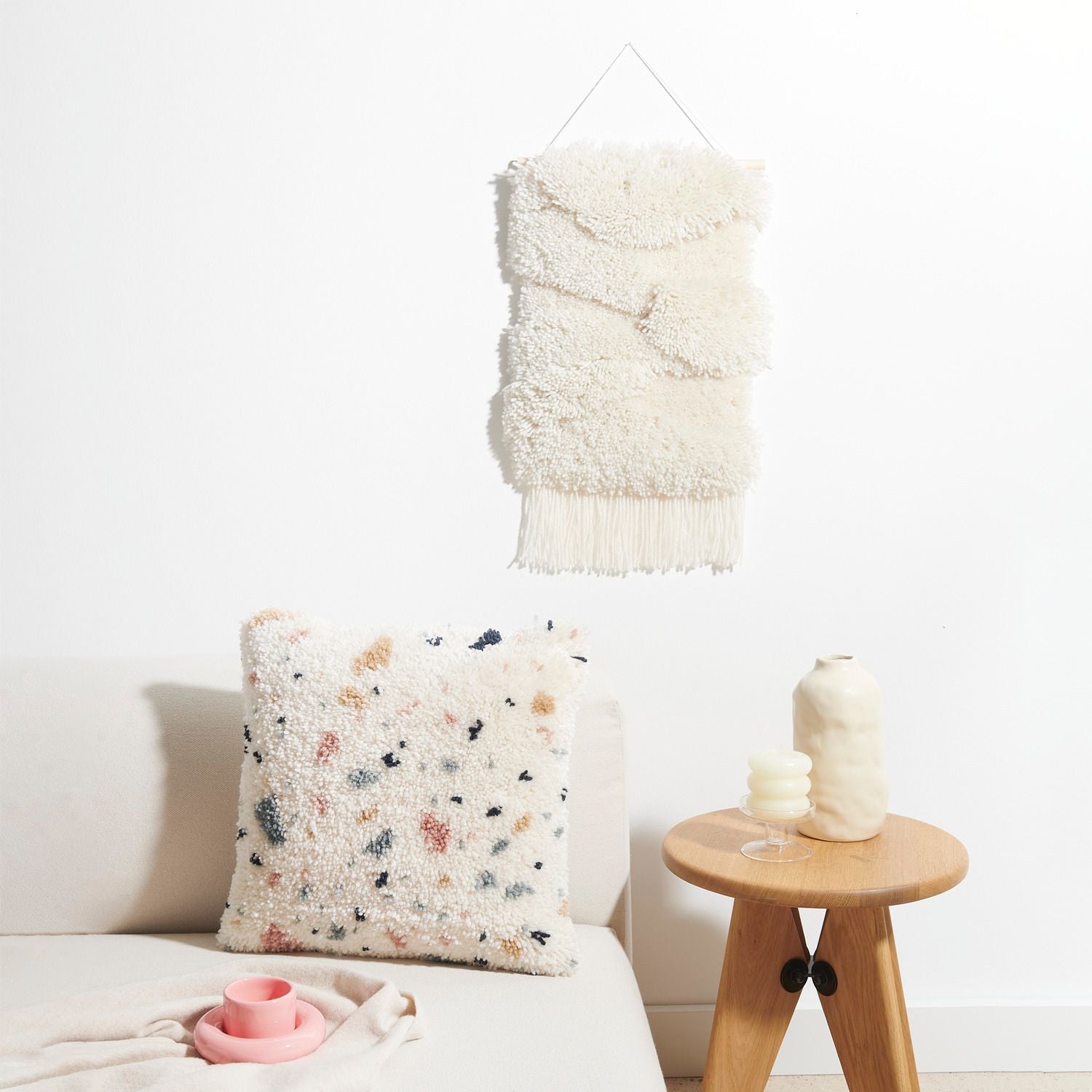 Rico Design Hooki Hooki – Knüpfset Kissen Terrazzo – 40 × 40 cm – ab 8 Jahren