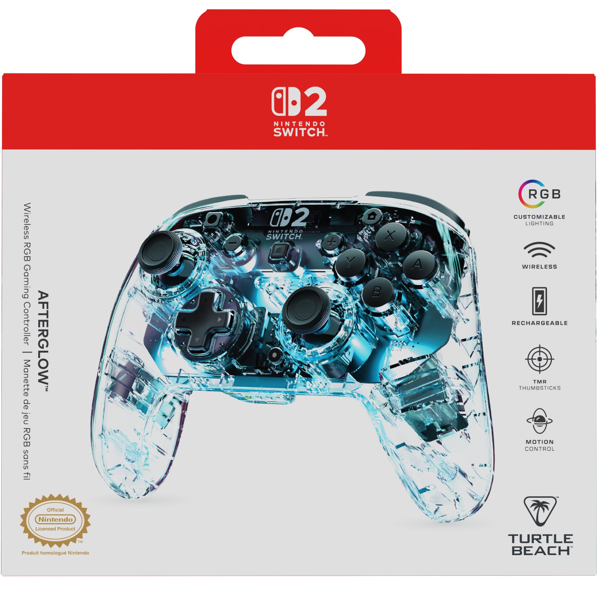 Turtle Beach Afterglow TBC-8104 – Gamepad – USB + Bluetooth, RGB-Beleuchtung, für Nintendo Switch, Transparent