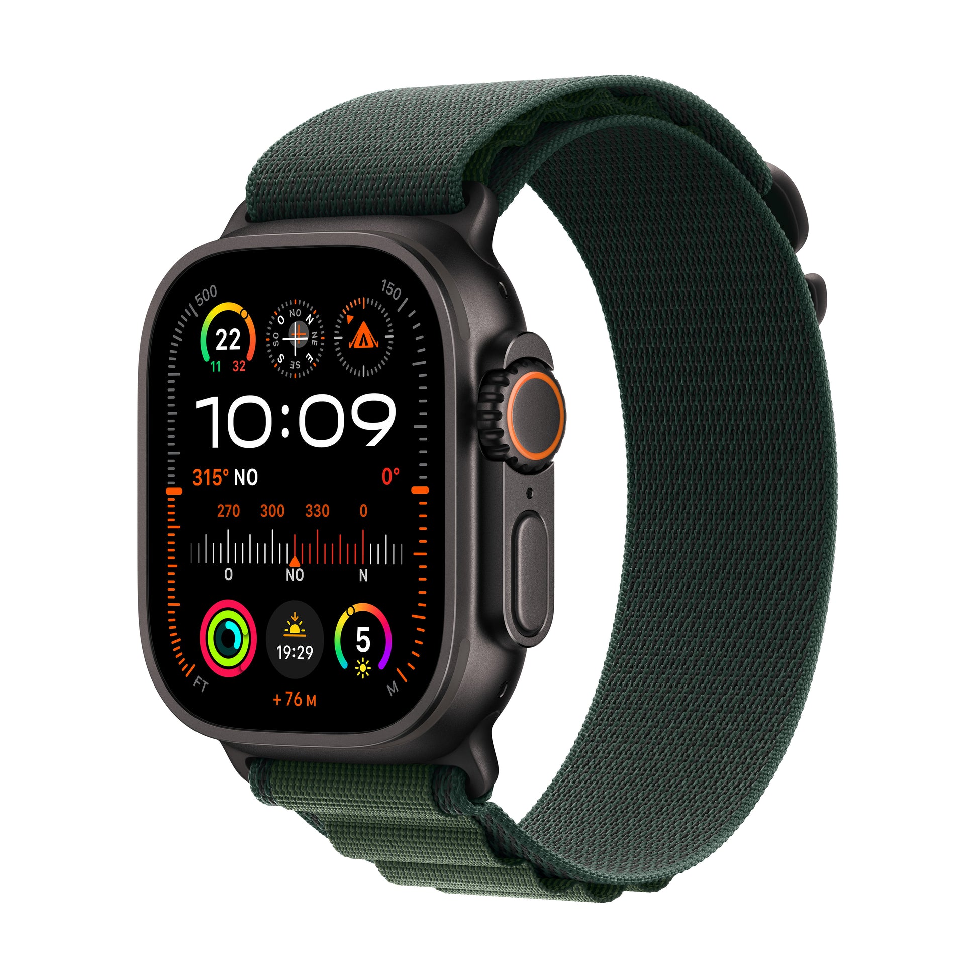Apple Watch Ultra 2 LTE – 49 mm, OLED, Saphirglas, Titan Schwarz, Alpine Loop M, 10 ATM