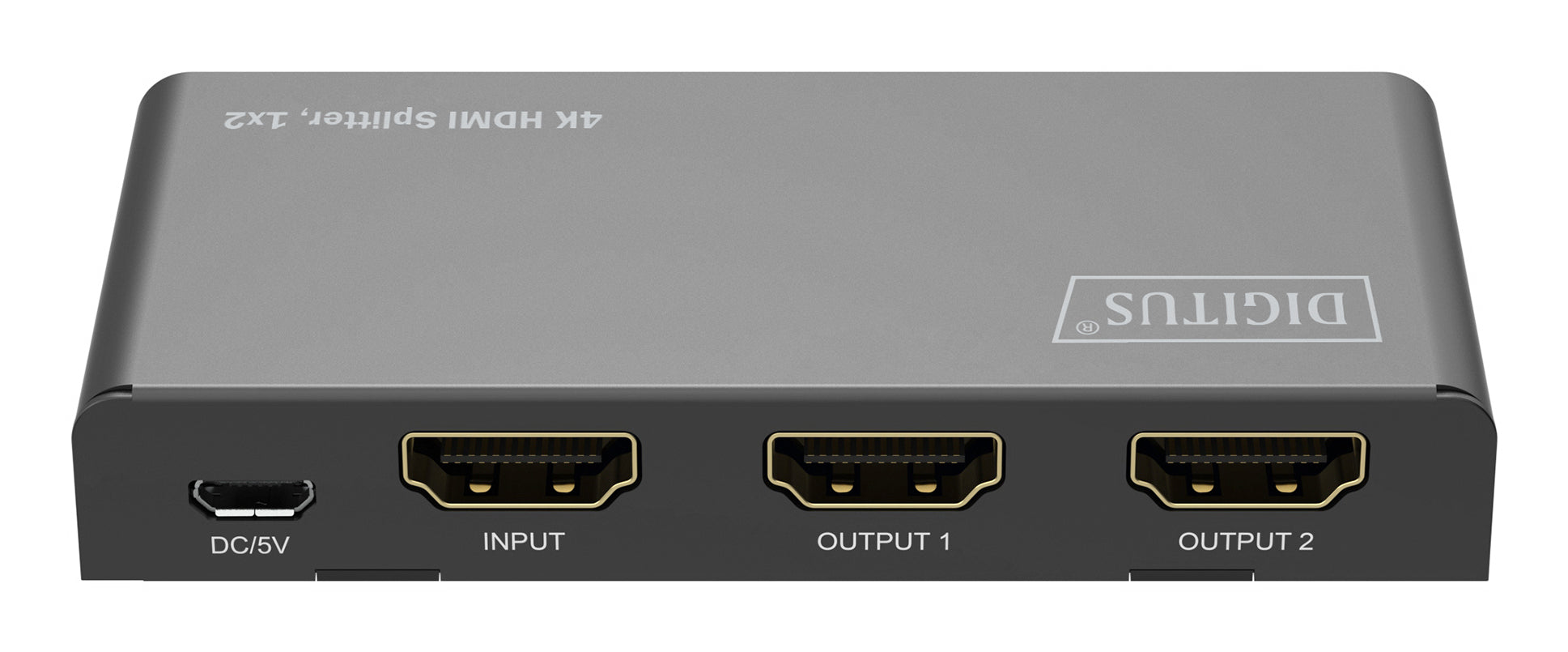 Digitus HDMI-Splitter 1x2 – 4K UHD, 60 Hz, HDMI 2.0, HDCP 2.2 – Grau, Metall