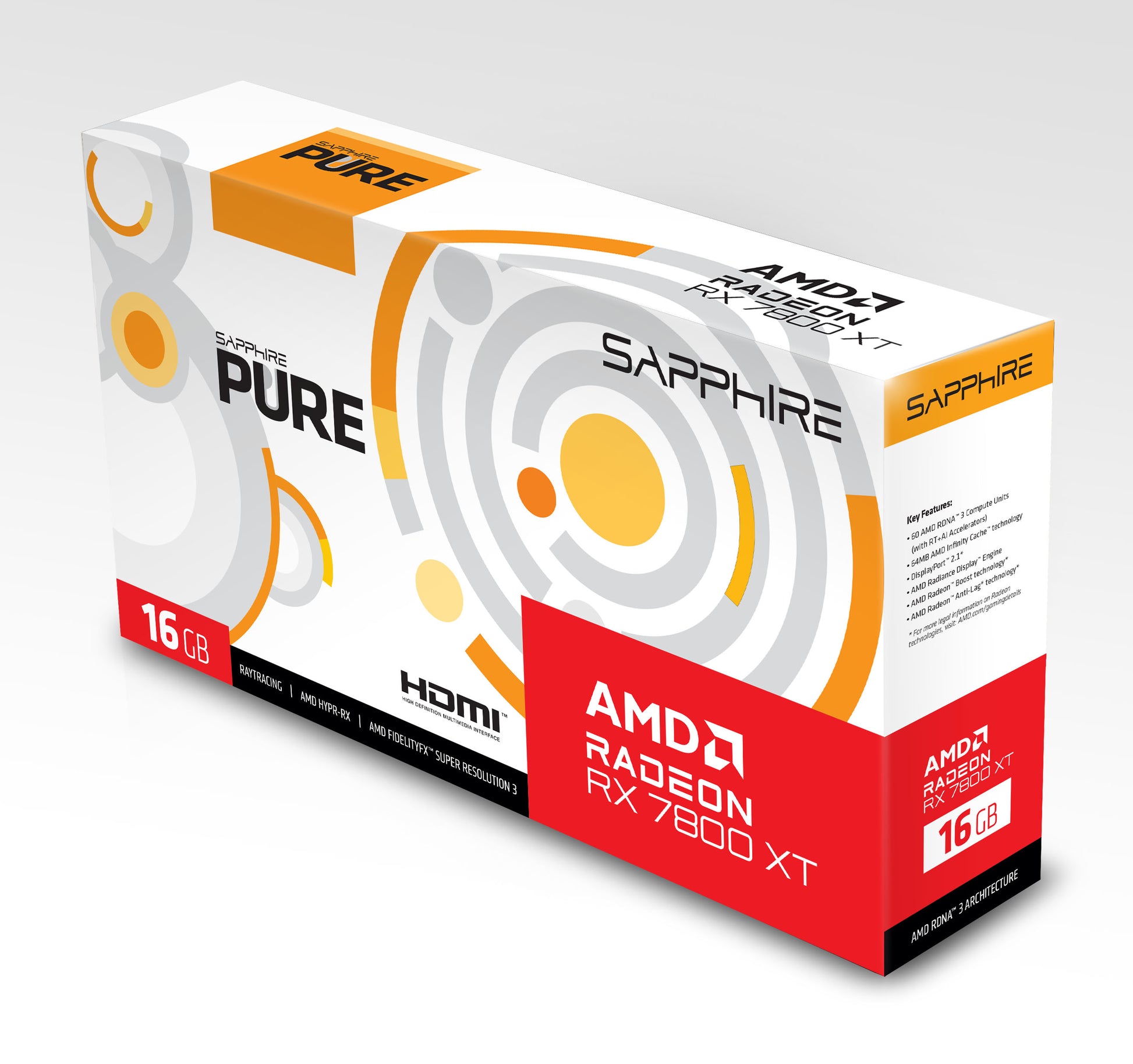 Sapphire PURE Radeon RX 7800 XT – PCIe Grafikkarte – 16 GB GDDR6, 2×HDMI, 2×DisplayPort, PCIe x16 4.0, 270 W