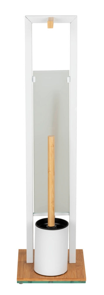 Wenko Rivalta – WC-Bürstenset – Holz, Glas, Braun, bodenstehend, H 70 cm, Ø 8 cm