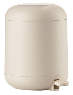 Zone Denmark Tisch-Abfallbehälter – 4 l – mit Deckel – Kunststoff, Sand – B × H × T 190 × 265 × 245 mm