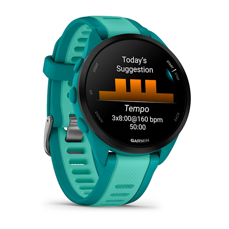 Garmin Forerunner 165 Music – GPS-Smartwatch – 43 mm, 1,2", GPS, WLAN, 50 m, Türkis, Sportarmband