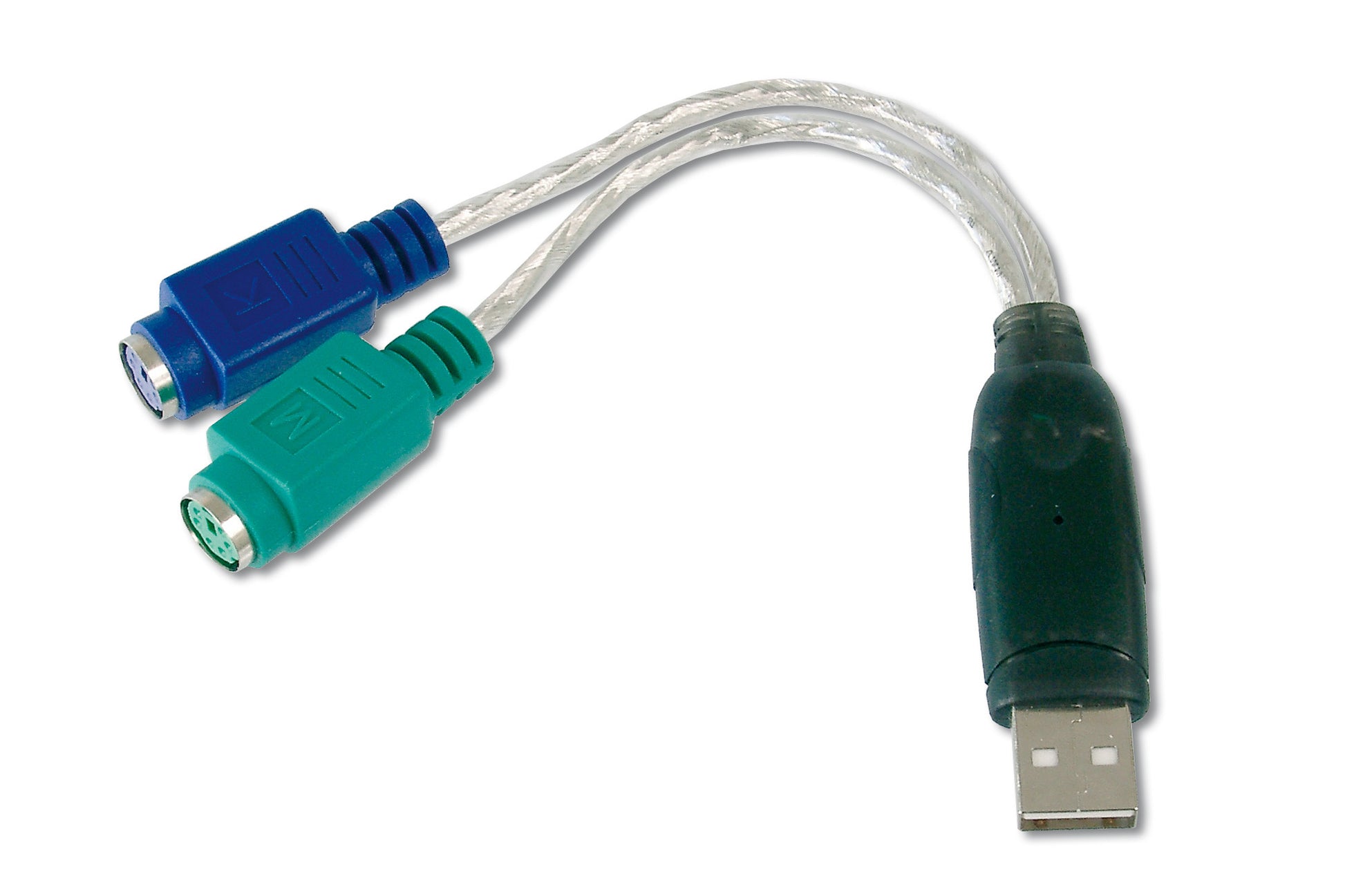 Digitus DA-70118 Adapterkabel USB-A zu 2× PS/2 – 18 cm, USB 1.1 – für PS/2-Tastatur und PS/2-Maus