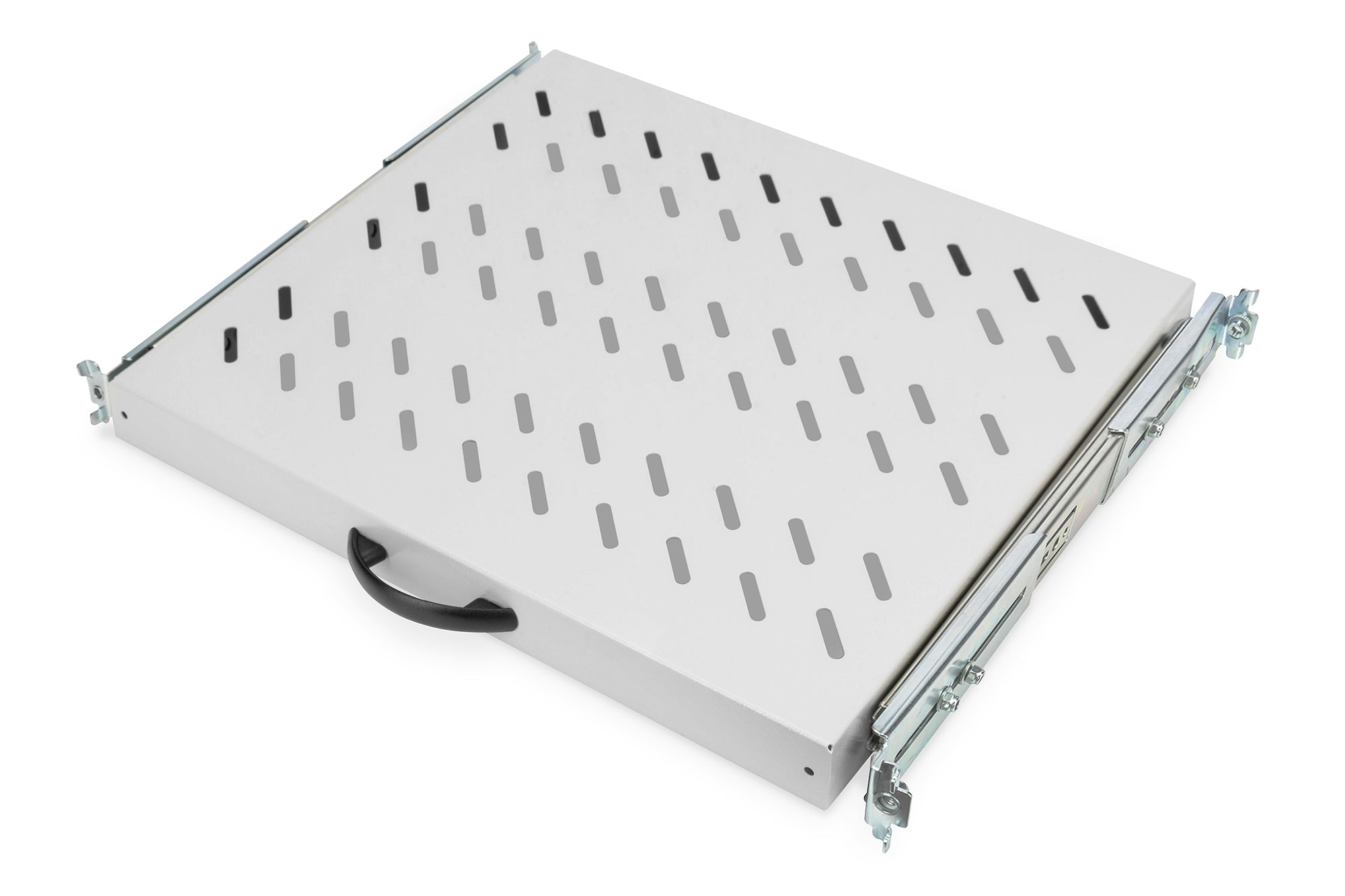 Digitus 19" Fachboden – 1U, ausziehbar, 465×345×30 mm, Tragkraft 25 kg, grau