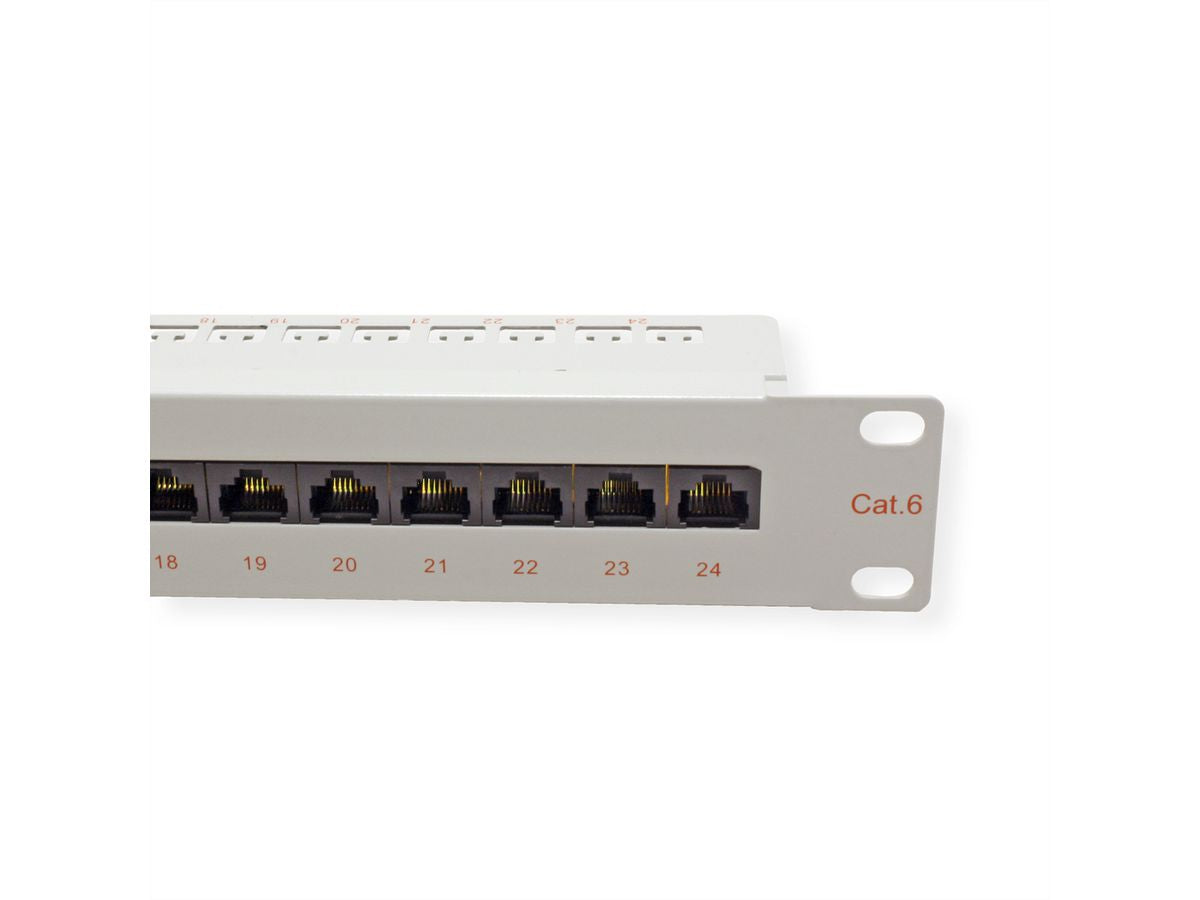 ROLINE Cat.6 / Klasse E Patchpanel – 24× RJ‑45, ungeschirmt, 19", 1U, grau
