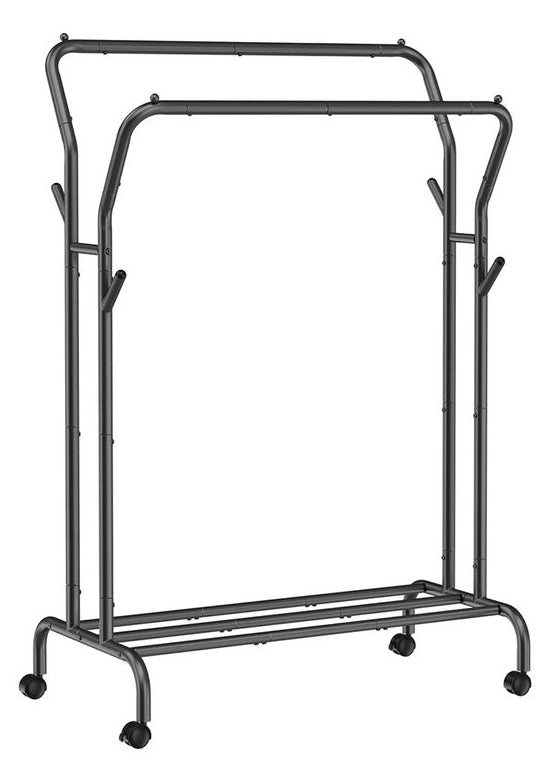 Songmics HSR107B01 Garderobenständer – mit Rollen, 50 kg Tragkraft – Stahl – Schwarz – 1'550 mm
