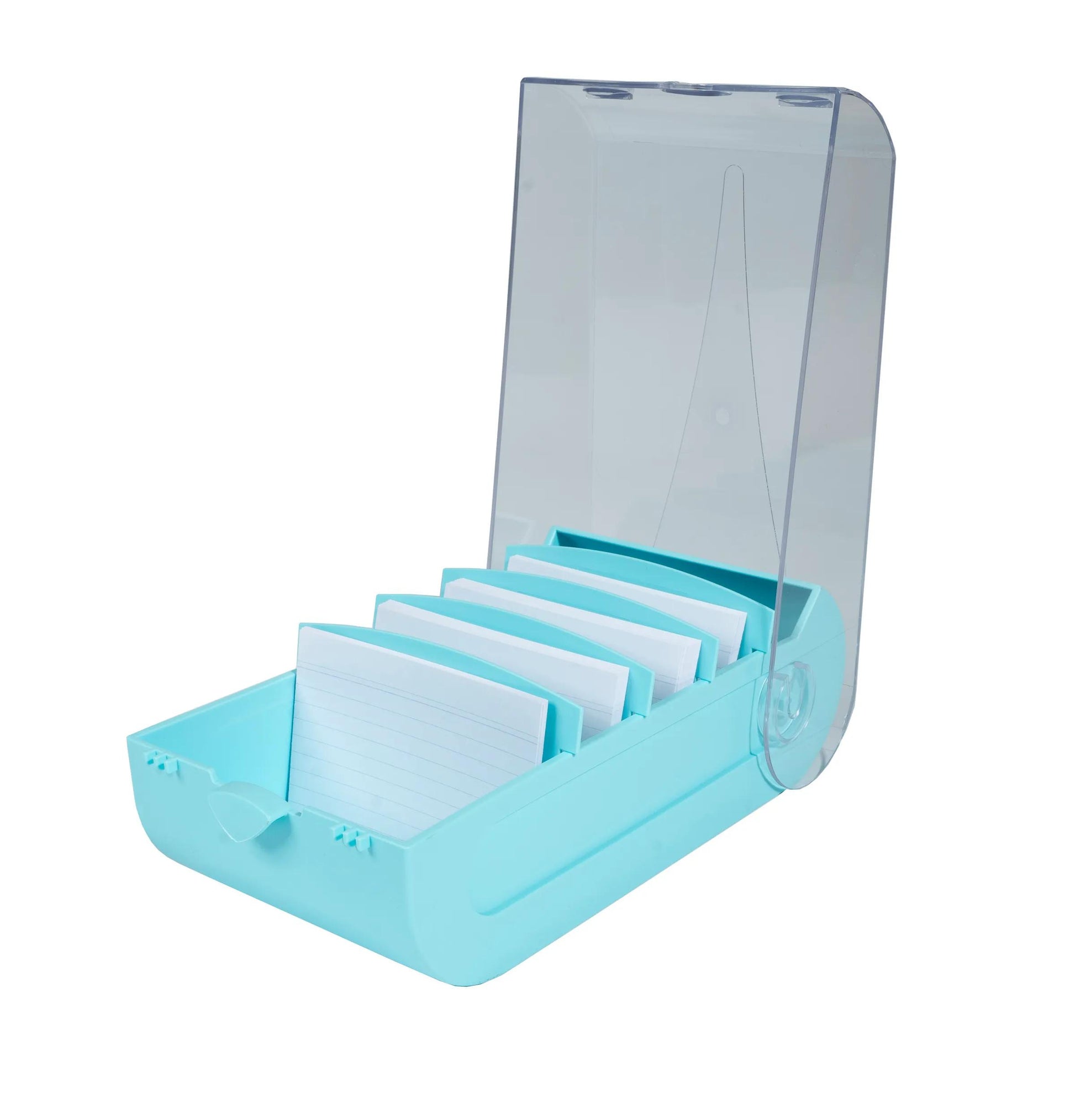 Exacompta Karteikasten BunnyBox – für A8 – mit Deckel, für 650 Karten, inkl. 100 Stk, türkis