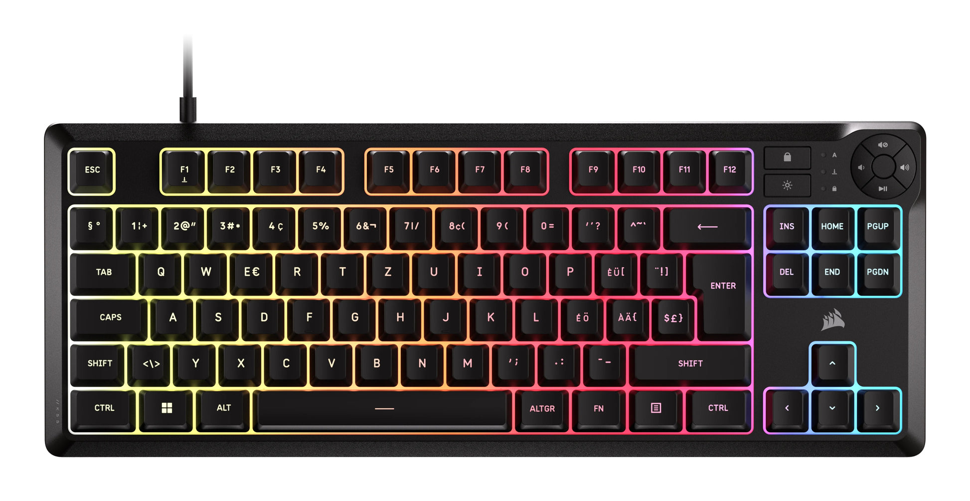 Corsair K55 CORE TKL – Tastatur, kabelgebunden, CH-Layout (DE-CH), TKL (ohne Ziffernblock), Membran