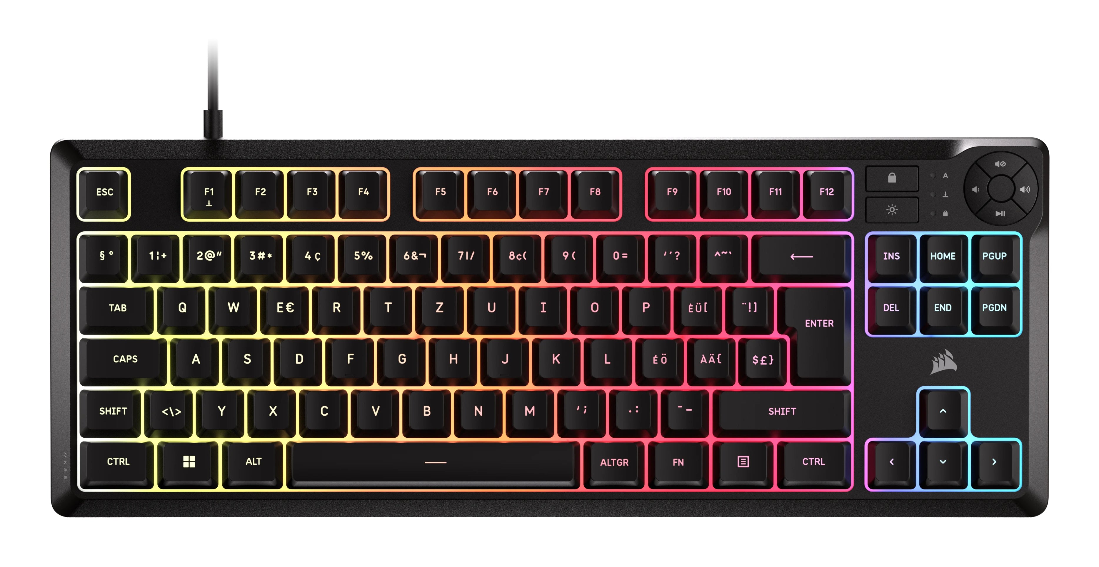 Corsair K55 CORE TKL – Tastatur, kabelgebunden, CH-Layout (DE-CH), TKL (ohne Ziffernblock), Membran