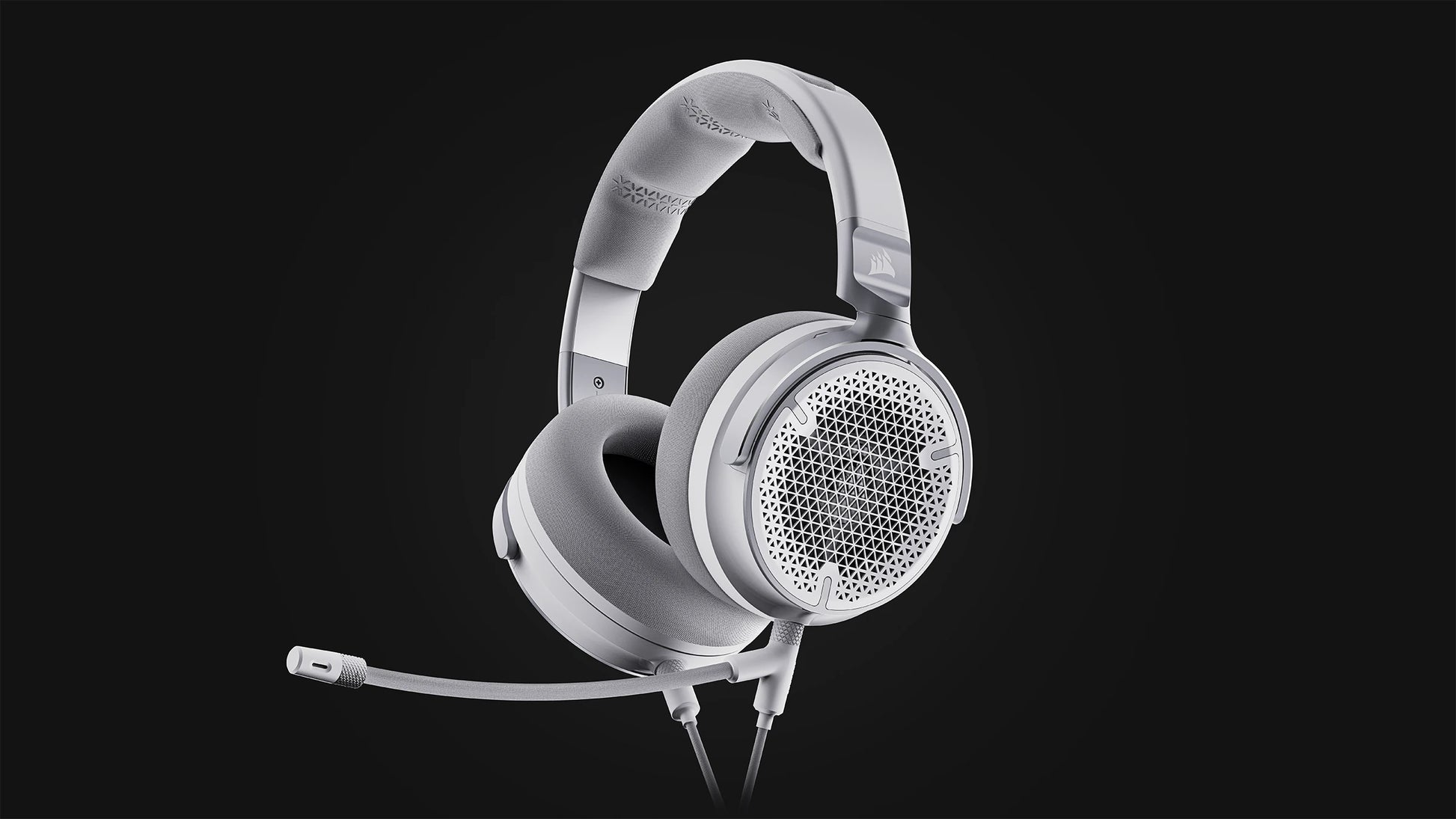 Corsair Virtuoso Pro – Duo Headset, Over-Ear – 3,5 mm Klinke, abnehmbares Mikrofon – Weiss – für PC