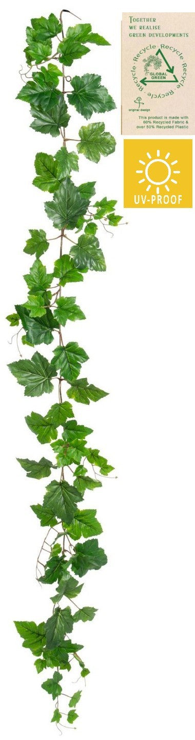 Botanic-Haus Weinlaubengirlande – 1,5 m – 6-teilig – Recycelter Kunststoff, Grün