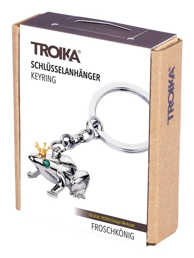 TROIKA Schlüsselanhänger Froschkönig – Metall, Silber, 35 × 78 × 20 mm