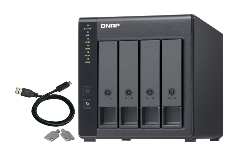 QNAP TR-004 – 4-Bay Rack HDD-Gehäuse – USB 3.2 Gen 1 Type-C, für 2,5"/3,5" HDD/SSD, SATA II/III