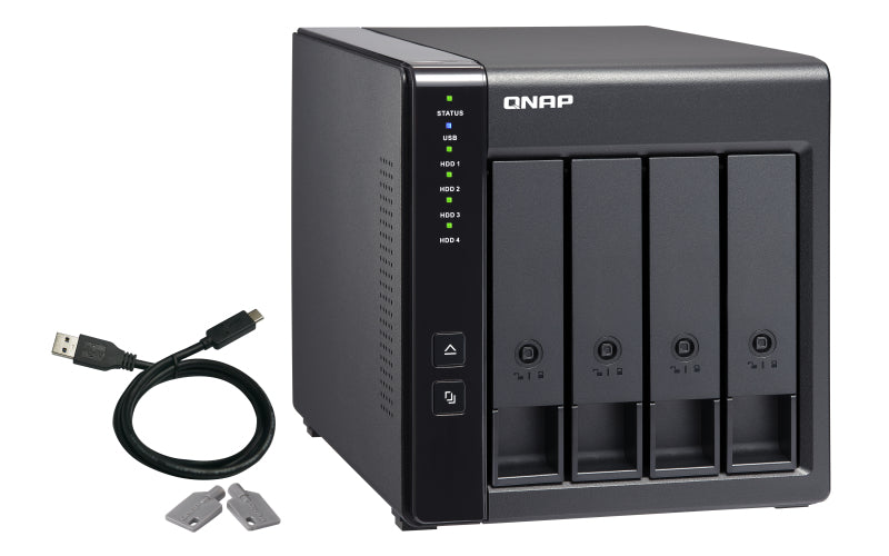 QNAP TR-004 – 4-Bay Rack HDD-Gehäuse – USB 3.2 Gen 1 Type-C, für 2,5"/3,5" HDD/SSD, SATA II/III