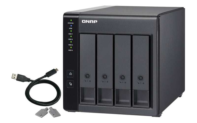 QNAP TR-004 – 4-Bay Rack HDD-Gehäuse – USB 3.2 Gen 1 Type-C, für 2,5"/3,5" HDD/SSD, SATA II/III