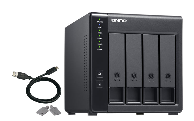 QNAP TR-004 – 4-Bay Rack HDD-Gehäuse – USB 3.2 Gen 1 Type-C, für 2,5"/3,5" HDD/SSD, SATA II/III