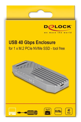 DeLOCK 42033 – 1-Bay SSD-Gehäuse (M.2 NVMe) – USB4 40 Gbit/s, USB-C