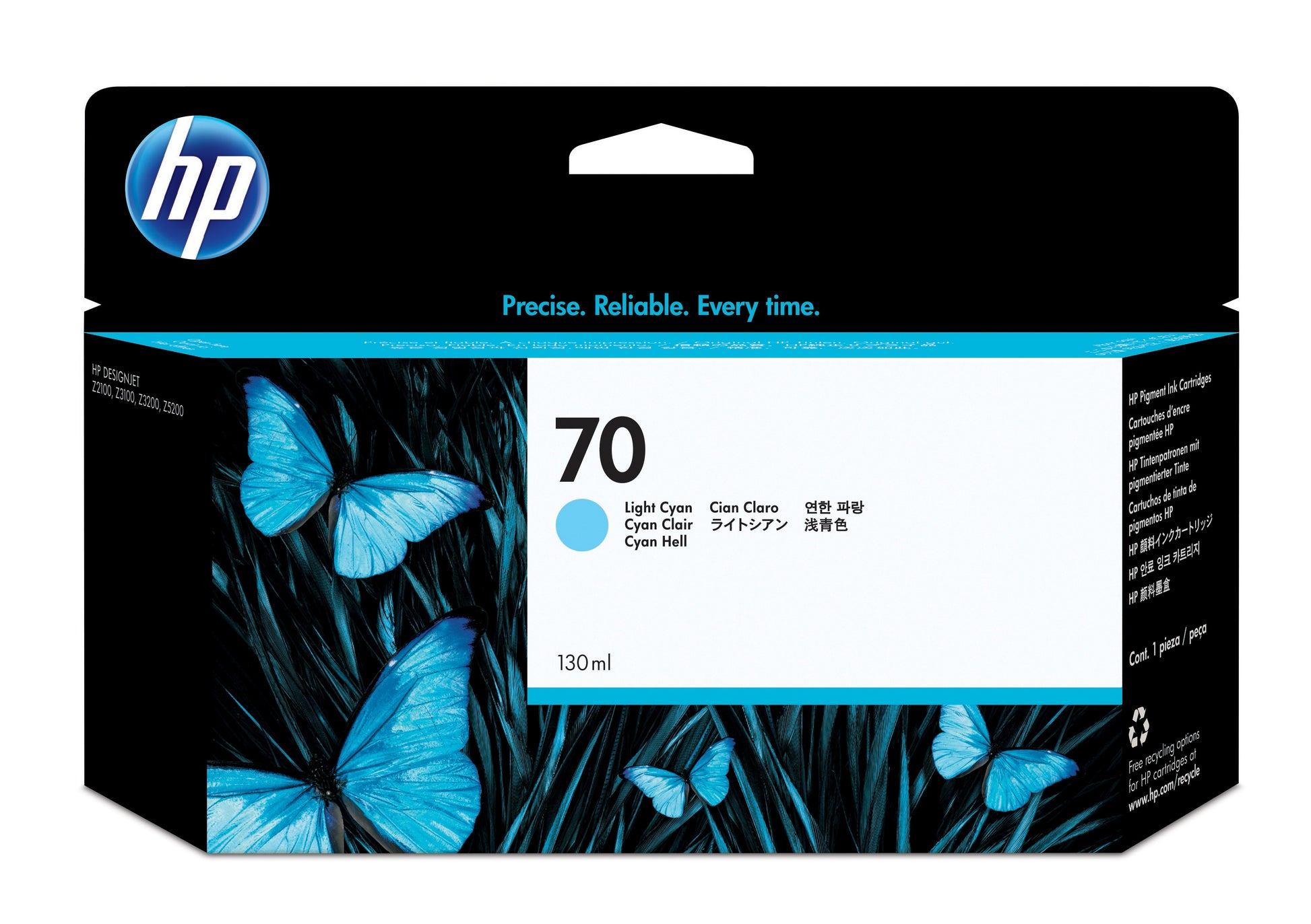 HP Tintenpatrone 70, cyan, 130 ml – für Tintenstrahldrucker/Multifunktionsgeräte