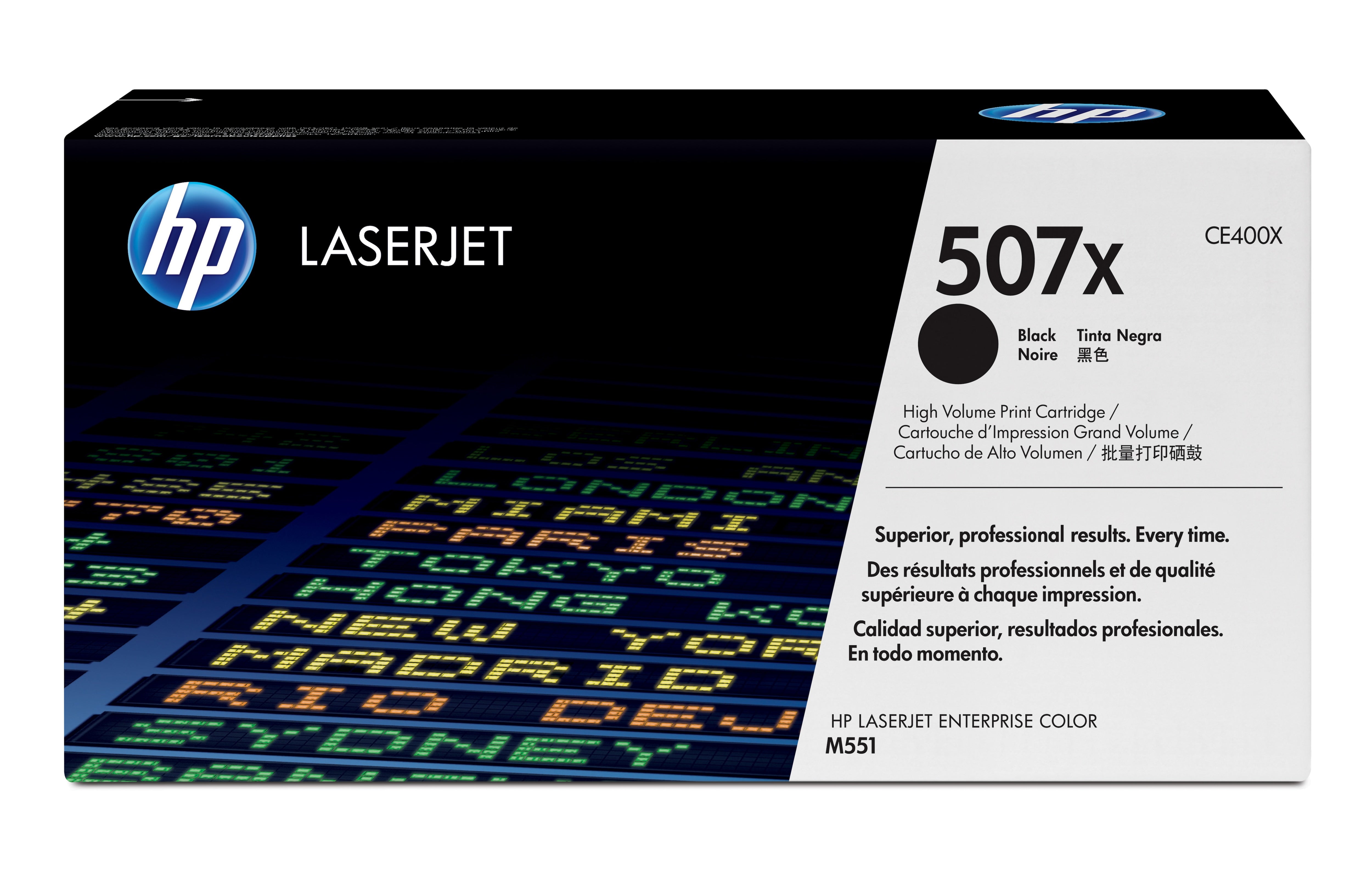 HP 507X (CE400X) Schwarzer Toner – Original XL – 11'000 Seiten – für HP LaserJet Pro M570
