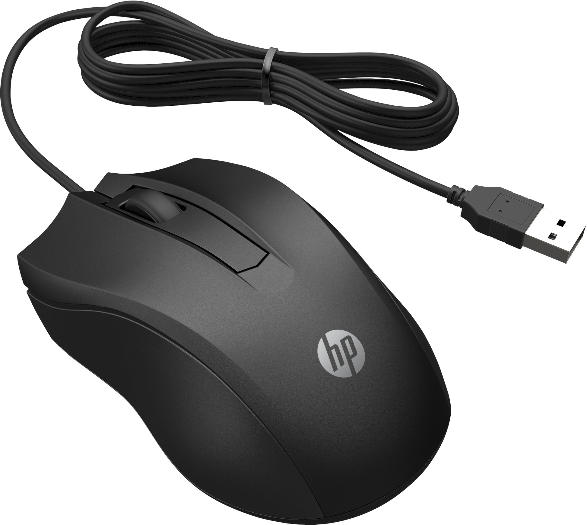 HP Wired Mouse 100 – Maus – Kabelgebunden (USB‑A), 1600 DPI, beidhändig, Schwarz