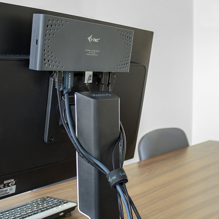 i-tec VESA-Adapterplatte – VESA 75×75/100×100 mm – Kabelmanagement – Schwarz – für i-tec Docking-Stationen