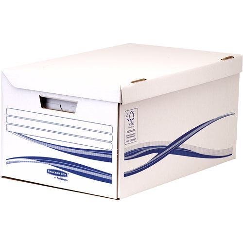 Fellowes BANKERS BOX Archivschachtel – für A4, mit Tragegriff, weiss, 10 Stück
