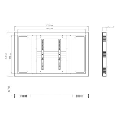 Hagor Enclosure 65" – Schutzgehäuse, Wandmontage (Querformat), VESA 600×600, für 65" Displays, Schwarz