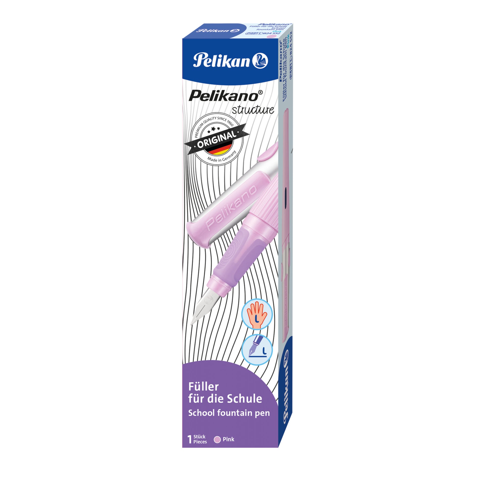 Pelikano Structure – Füllfederhalter – L, für Linkshänder – Pink – Edelstahl