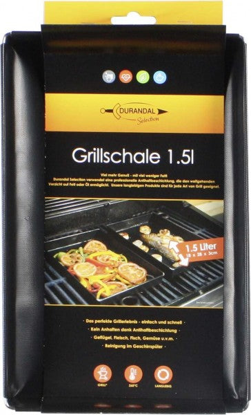 Durandal Grillschale 28 × 18 × 3 cm, Kunststoff, hitzebeständig, schwarz
