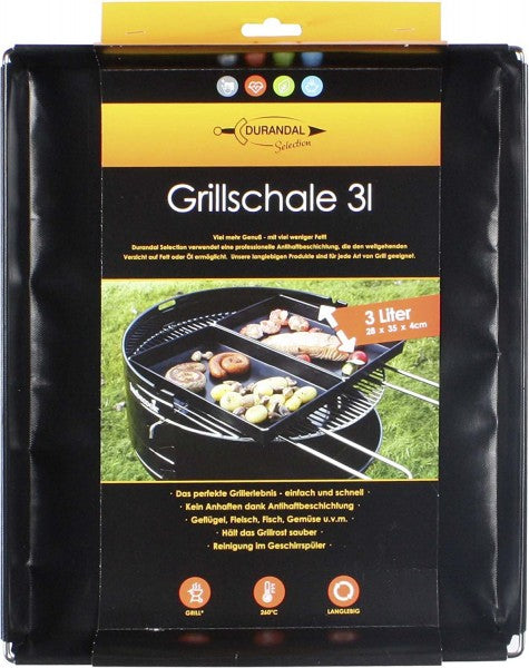Durandal Grillschale – 3 L, 28 × 35 × 4 cm, Kunststoff, Schwarz, spülmaschinenfest, hitzebeständig