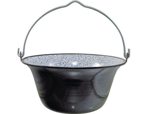 Garcima Kochtopf A6041 – 6 l, Ø 30 cm, Stahl, Emaille, für Grillrost, Schwarz/Grau