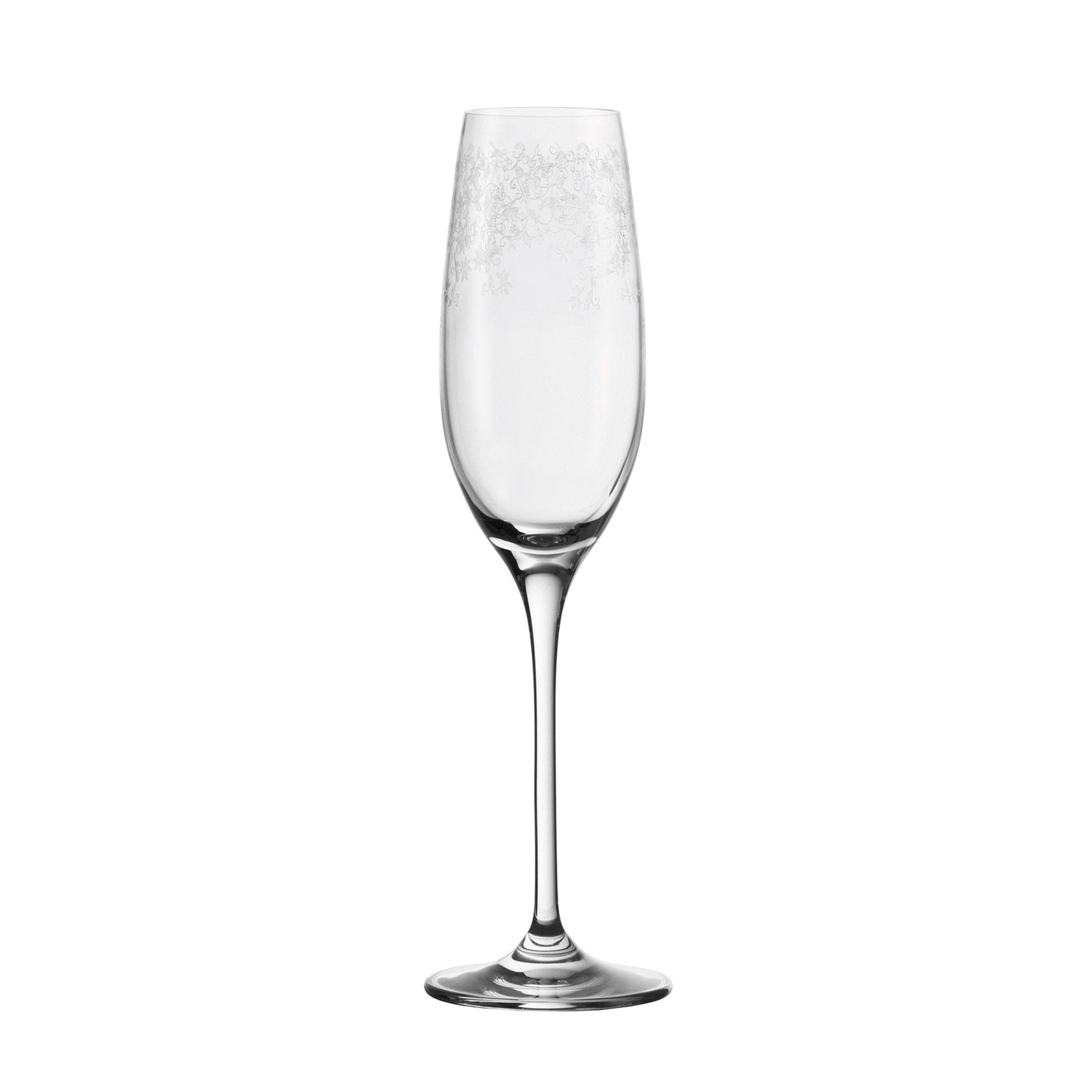 LEONARDO Sektglas – 0,20 l, Kristallglas, Transparent, Spülmaschinenfest, Graviert, 6 Stück