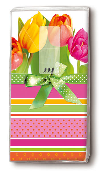 Paper + Design Tulips & Stri. Taschentücher – 4-lagig, 220 × 210 mm – 10 Taschentücher – FSC
