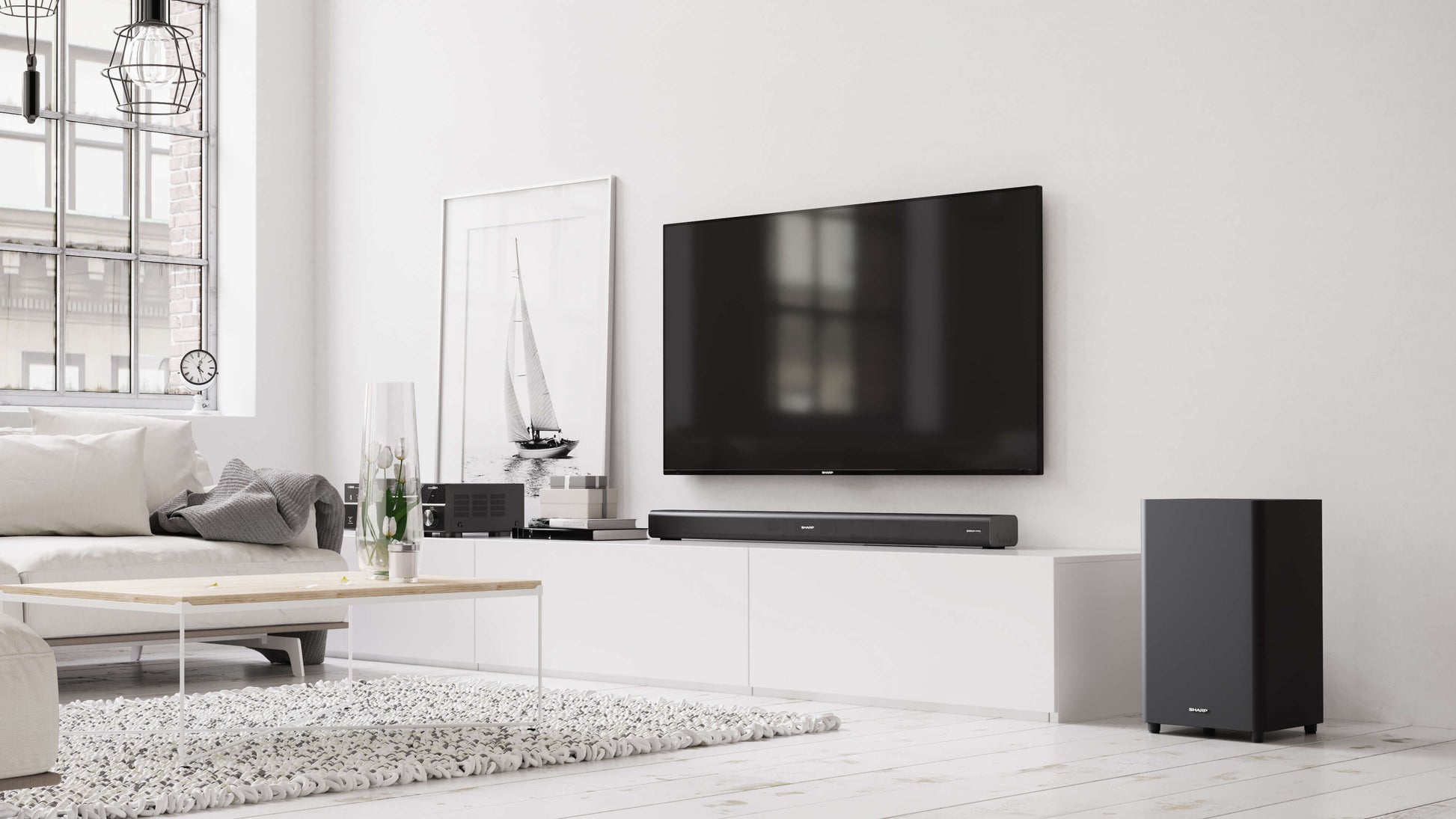 Sharp HT-SBW460 – Soundbar mit kabellosem Subwoofer – 3.1, 440 W, Bluetooth 4.2, Schwarz