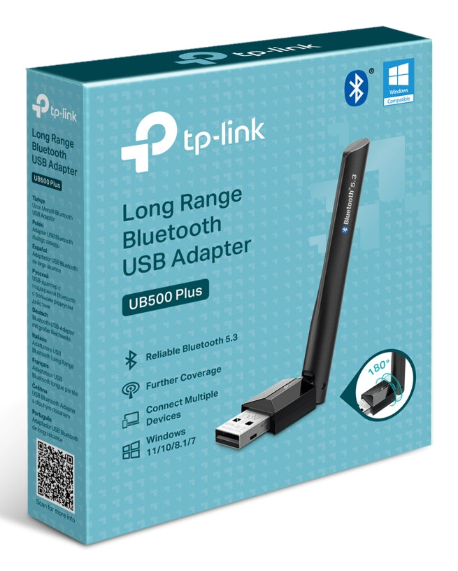 TP-Link UB500 Plus USB-Bluetooth-Adapter – Bluetooth 5.3, USB-A, Plug & Play, für PC/Notebook/Tablet – Schwarz