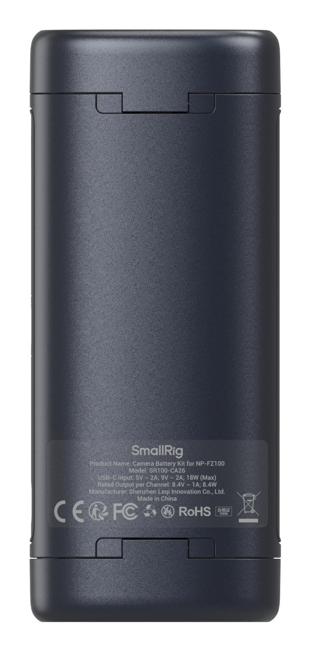 SmallRig 5106 Ladecase – für Sony NP-FZ100-Akkus – 2-fach, USB-C 18W, Display – Schwarz