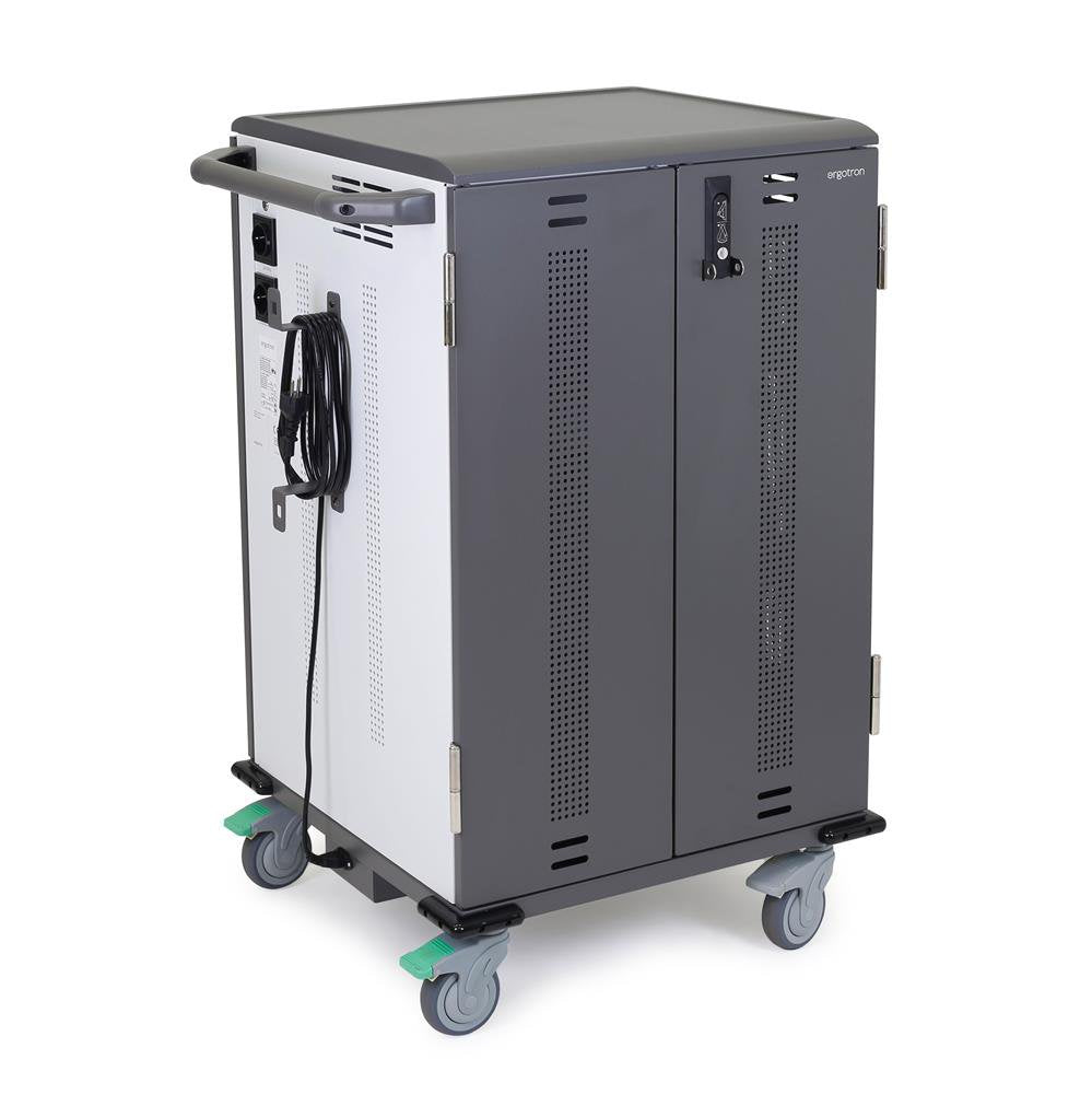 Ergotron YESMOR36 – Ladewagen für 36 Geräte, abschliessbar, mit Rollen, 700 × 620 × 1'070 mm, schwarz/grau