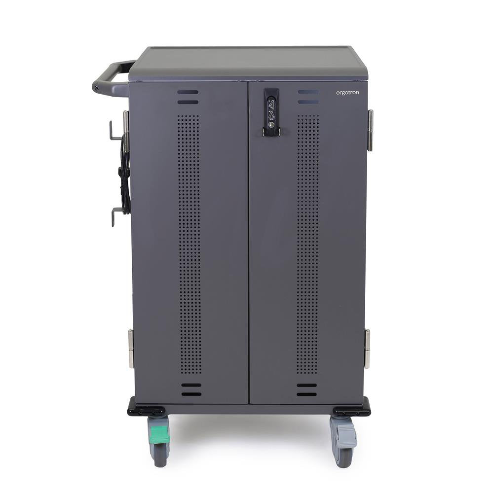 Ergotron YESMOR36 – Ladewagen für 36 Geräte, abschliessbar, mit Rollen, 700 × 620 × 1'070 mm, schwarz/grau