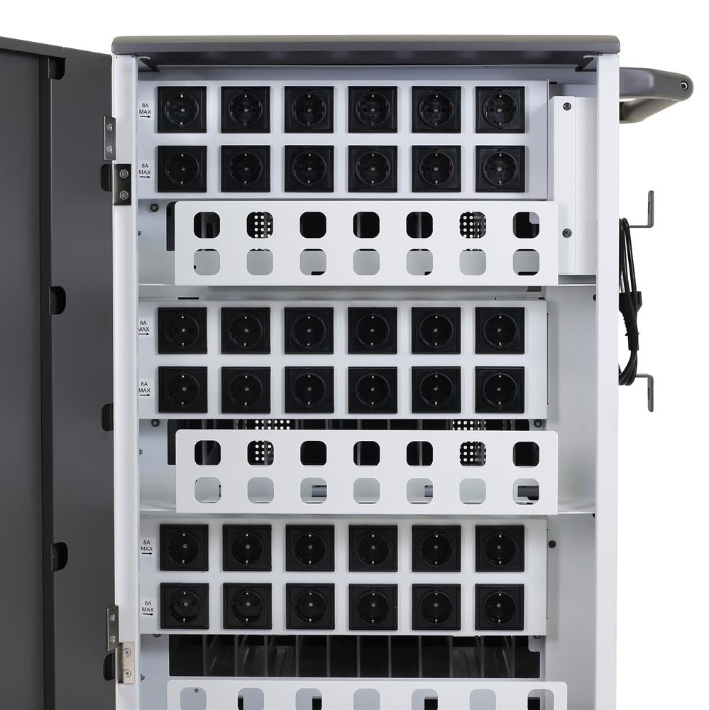 Ergotron YESMOR36 – Ladewagen für 36 Geräte, abschliessbar, mit Rollen, 700 × 620 × 1'070 mm, schwarz/grau