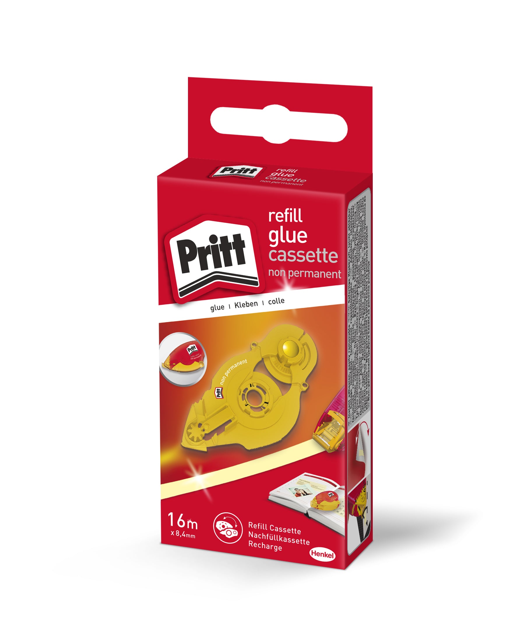 Pritt Kassette – Kleberoller, wiederablösbar, transparent, nachfüllbar, für Papier, Karton, Fotos u. a.