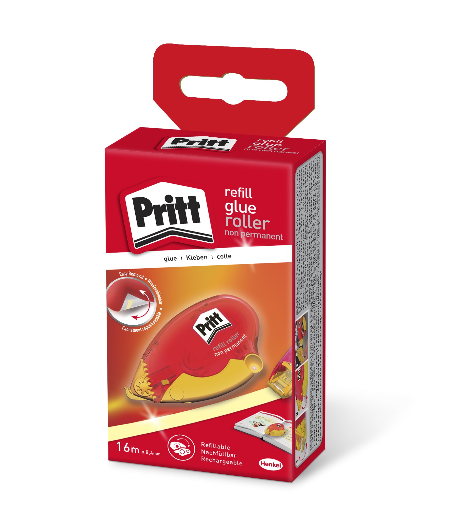 Pritt Kleberoller Nachfüllung – wiederablösbar, transparent, 8,4 mm × 16 m, für Papier, Karton, Fotos u. a.