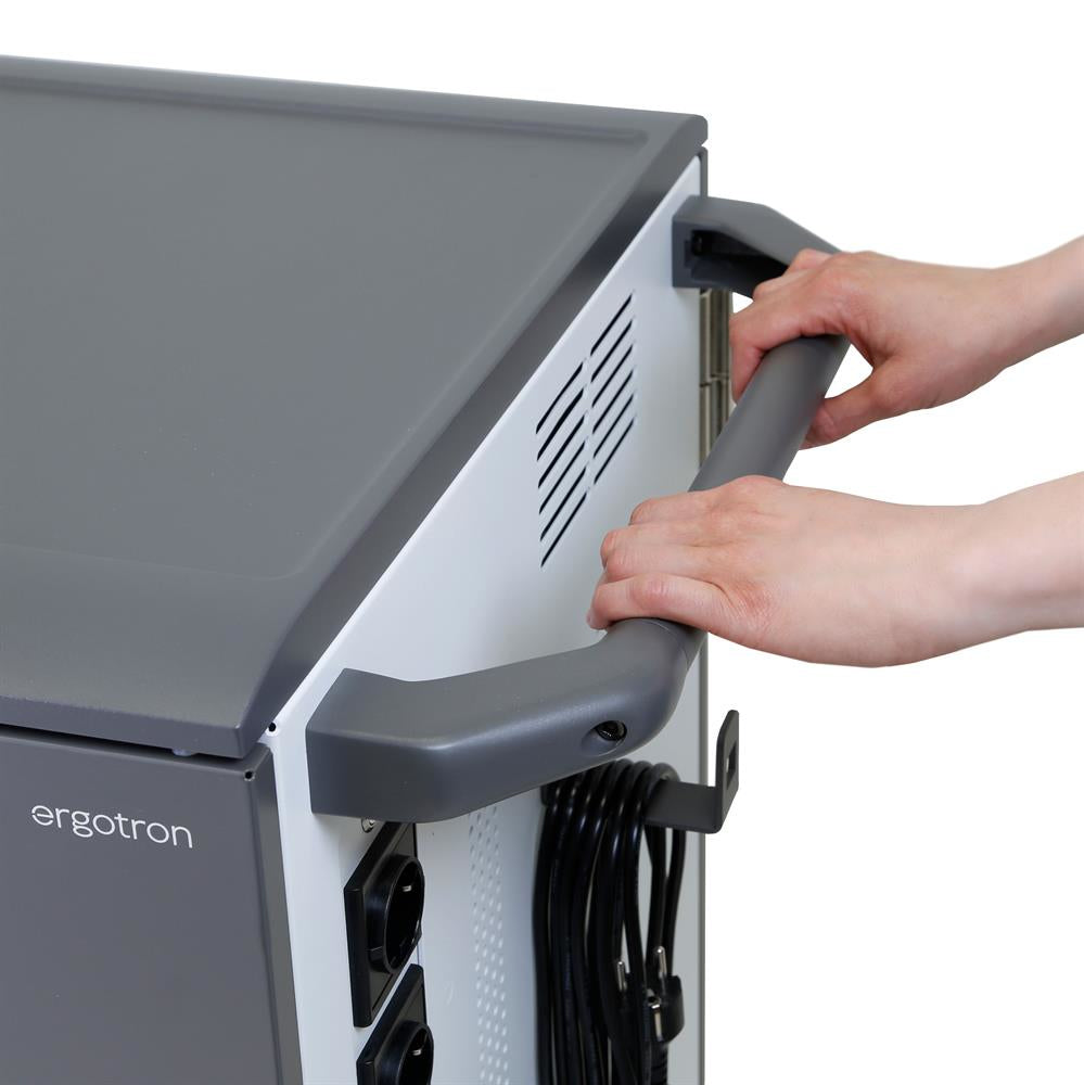 Ergotron YESMOR36 – Ladewagen für 36 Geräte, abschliessbar, mit Rollen, 700 × 620 × 1'070 mm, schwarz/grau