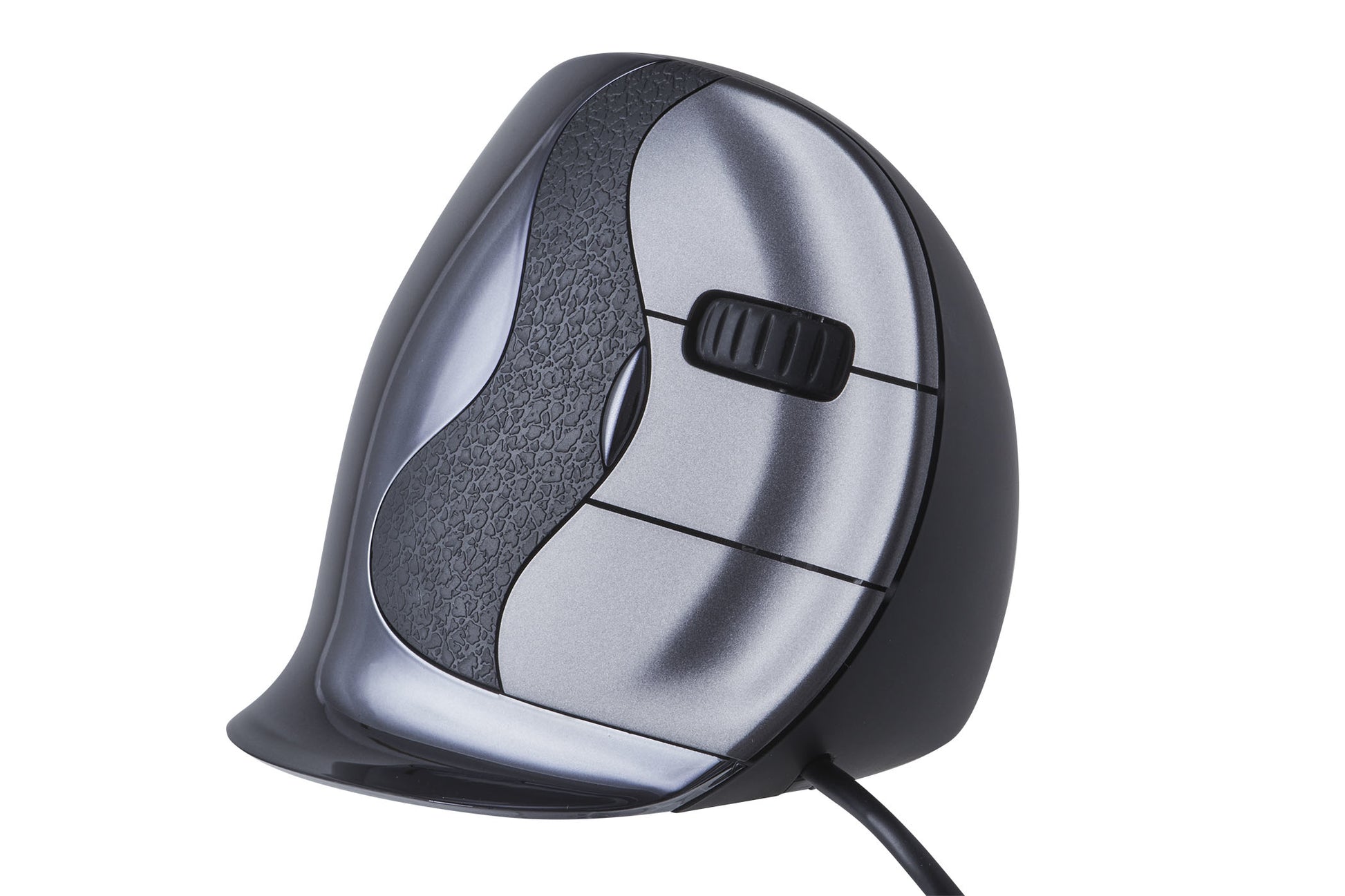 BakkerElkhuizen Evoluent Vertical Mouse D Medium – Vertikale Maus – Kabelgebunden (USB‑A), 3200 DPI, rechts, Schwarz/Grau