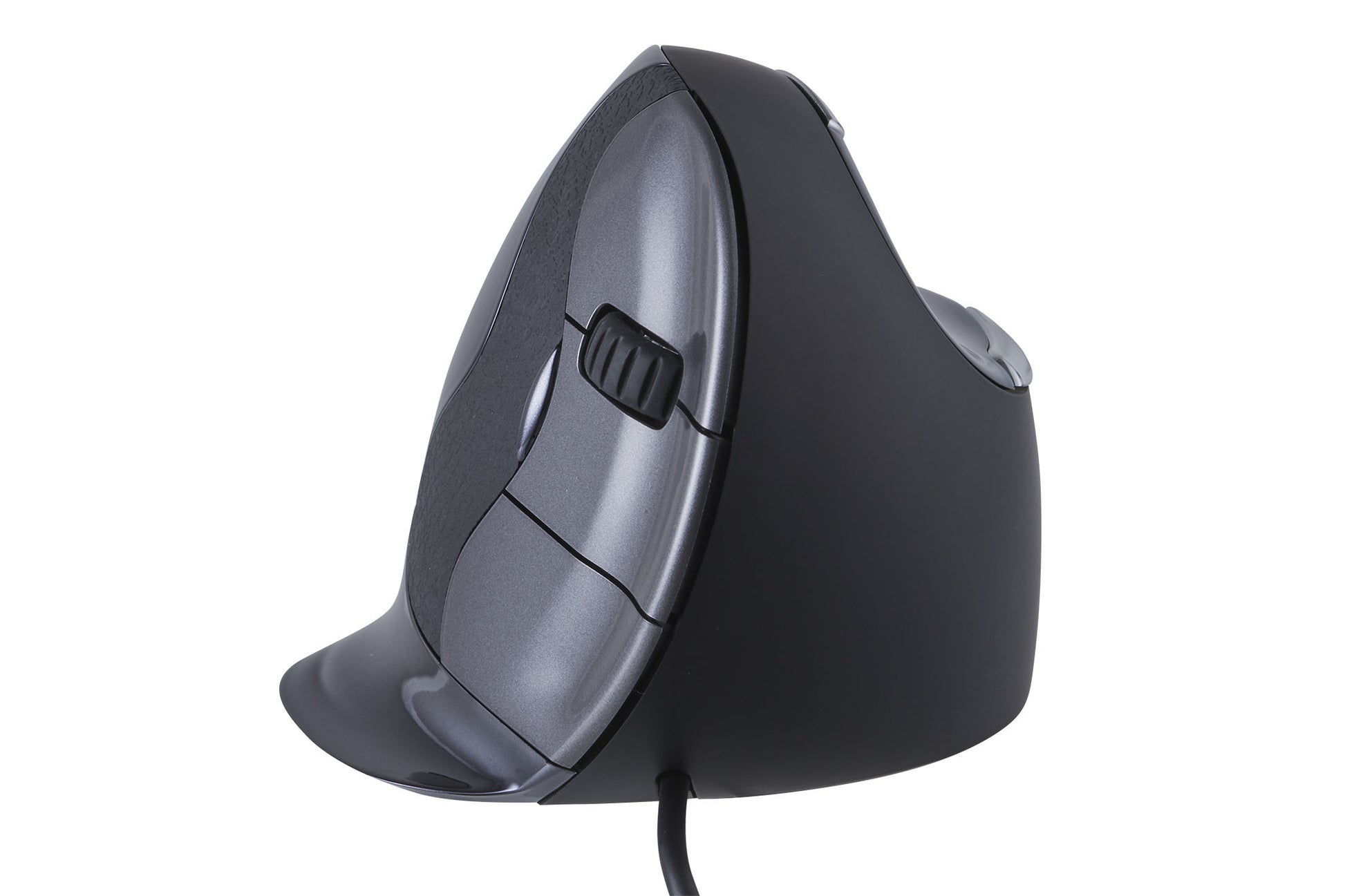 BakkerElkhuizen Evoluent Vertical Mouse D Medium – Vertikale Maus – Kabelgebunden (USB‑A), 3200 DPI, rechts, Schwarz/Grau