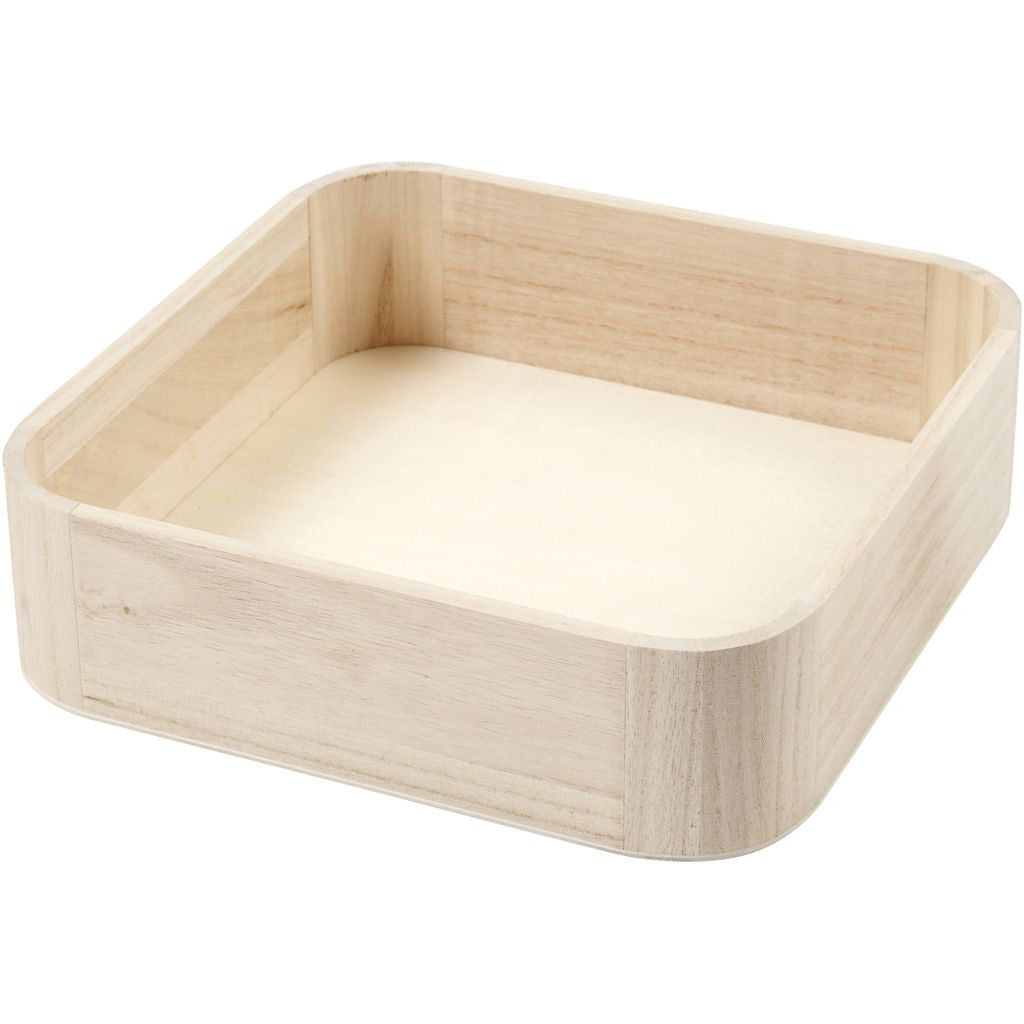 Creativ Company Tablett – 25,0 × 25,0 × 7,0 cm, Holz (Paulownia), Hellbraun