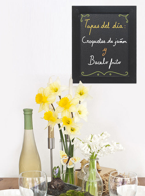 Securit Kreidetafel WOODY – 300 × 400 mm – Holzrahmen, schwarz – beidseitig, für Kreidemarker