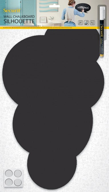 Securit Silhouette-Kreidetafel Wolke – 480 × 290 mm – Melamin, schwarz – beidseitig, für Kreidemarker