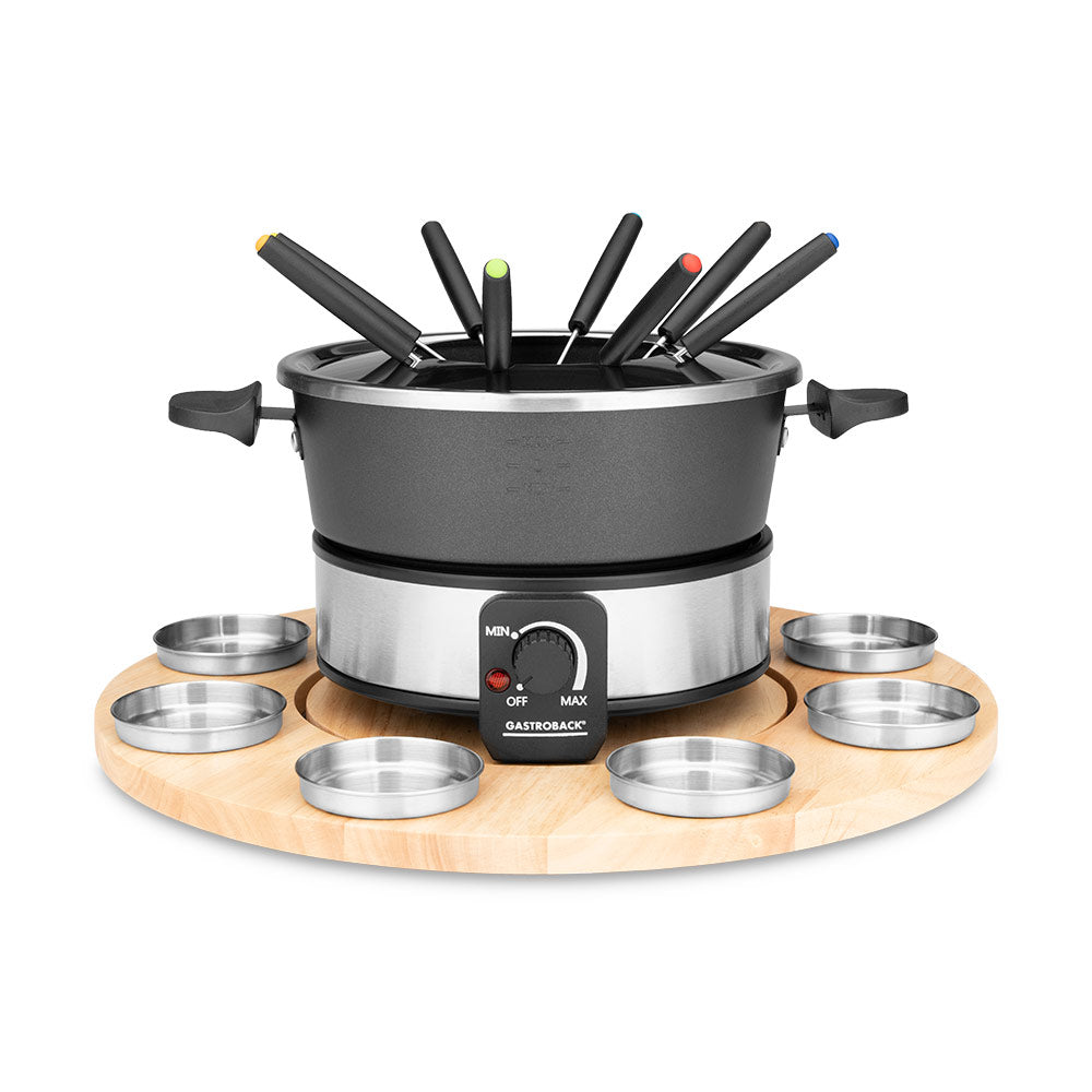 Gastroback Fondue-Set 42566 – Edelstahl, 1,8 l, 8 Personen, elektrisch – schwarz